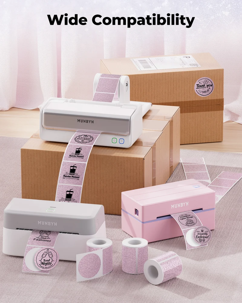 MUNBYN 2" Glitzer-Thermoetiketten Mischpackung für Branding-Aufkleber