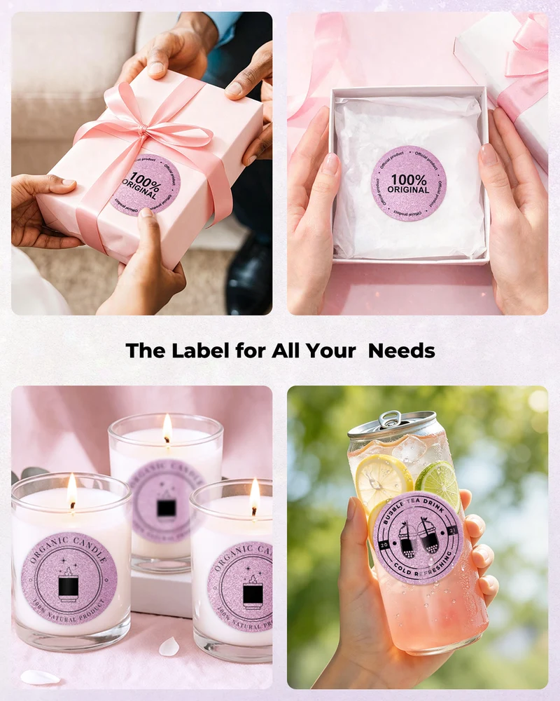 MUNBYN 2" Glitzer-Thermoetiketten Mischpackung für Branding-Aufkleber