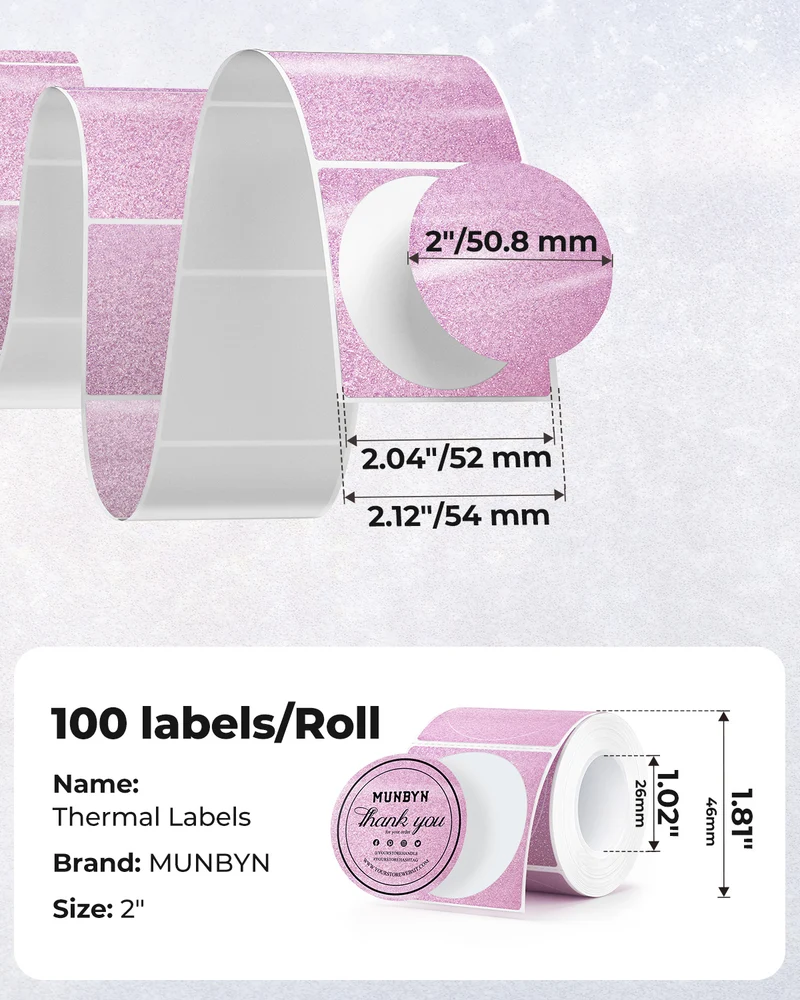 MUNBYN 2" Glitzer-Thermoetiketten Mischpackung für Branding-Aufkleber