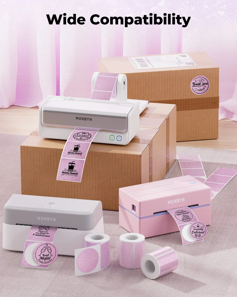 MUNBYN 2" Glitzer-Thermoetiketten Mischpackung für Branding-Aufkleber