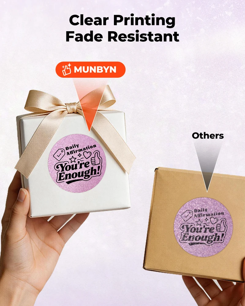 MUNBYN 2" Glitzer-Thermoetiketten Mischpackung für Branding-Aufkleber