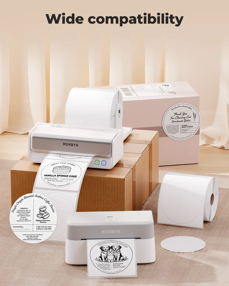 MUNBYN 4" x 4" Universal Thermo-etiketten für kleine Unternehmen und Bäckereien