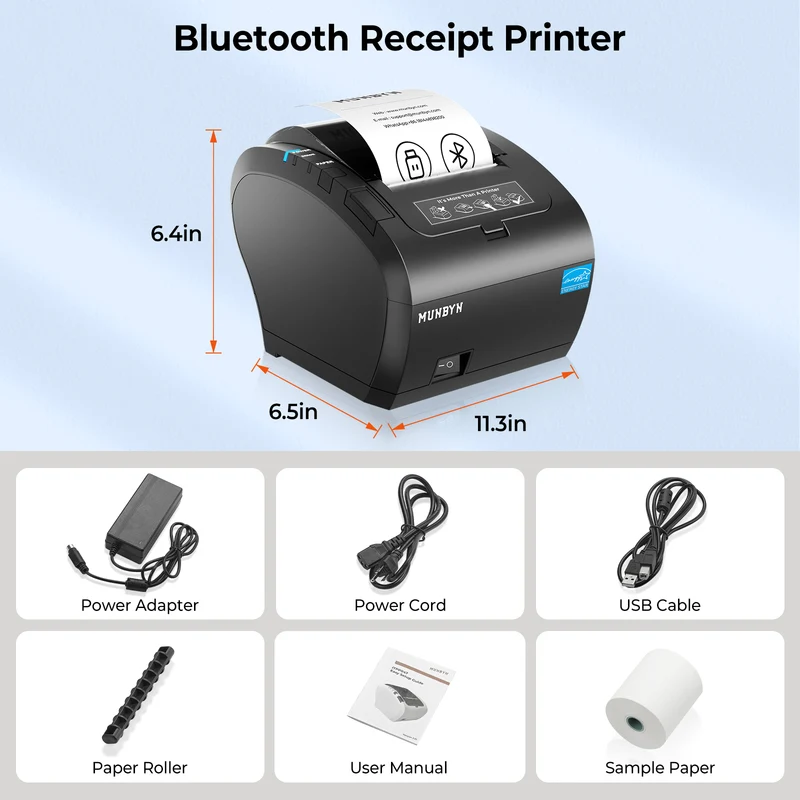MUNBYN 047P-USEB Bluetooth Bondrucker mit MFi-Zertifizierung