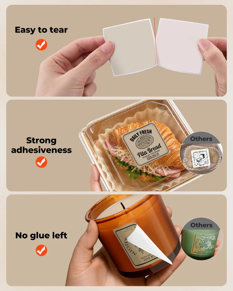 MUNBYN 2" Quadratetiketten Morandi Etiketten 5 Farben für Kerzen und Backwaren
