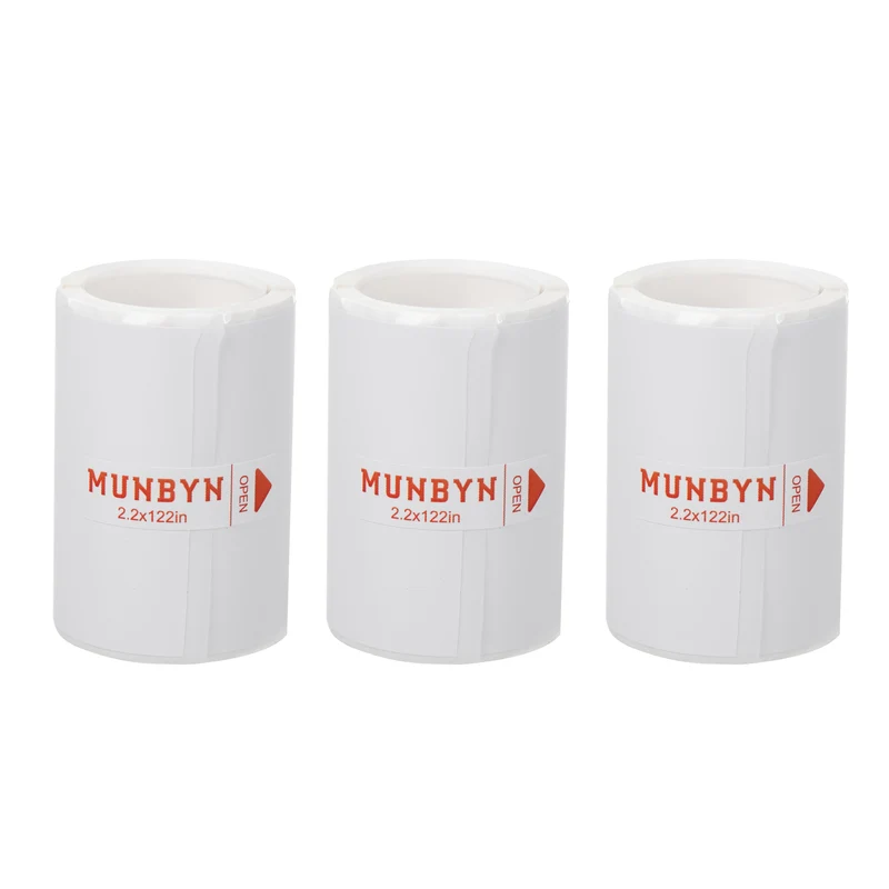 MUNBYN SP01 AI Printer Thermal Sticker Paper Refill | 2.2" x 122", 3 Rolls