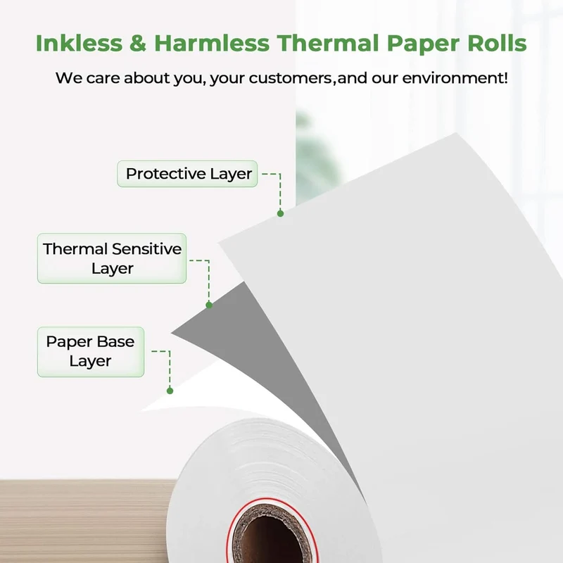 MUNBYN 58mm Thermal Receipt Paper 2 1/4" x 50ft 10 Rolls