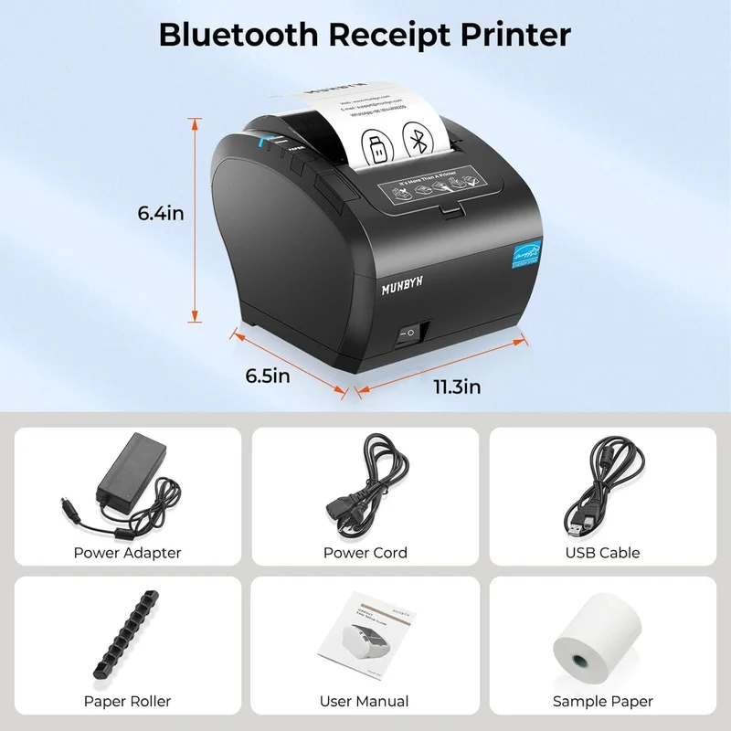 MUNBYN P047 80mm Bluetooth Thermal Receipt Printer