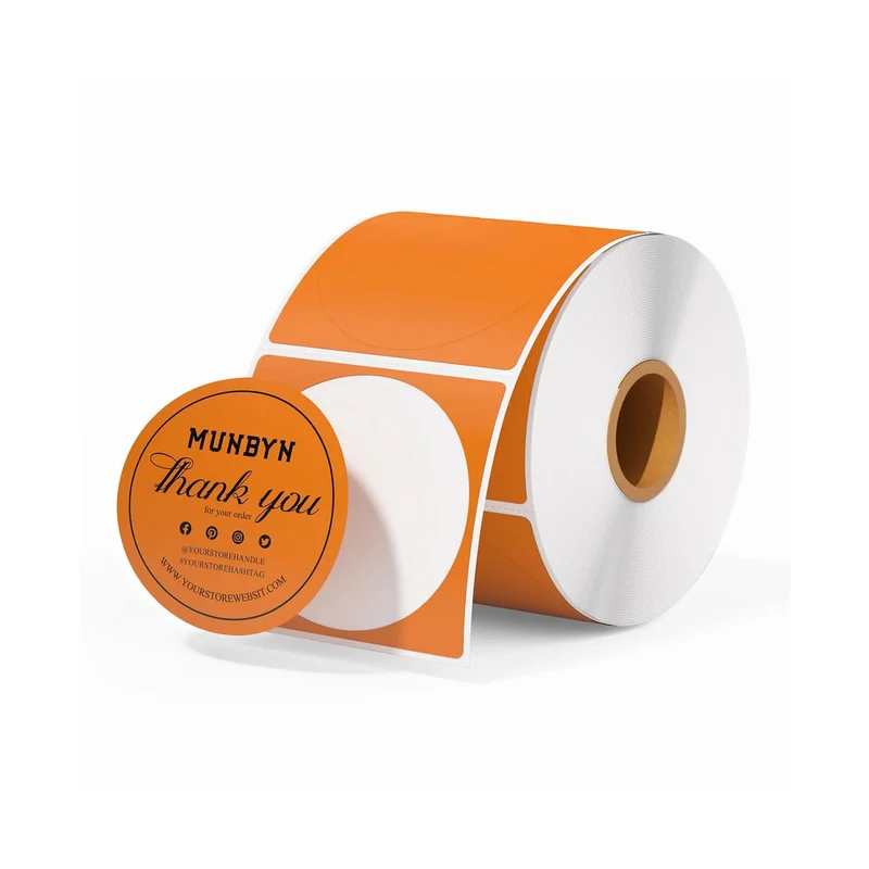 MUNBYN 2" Circle Thermal Label Bundles for Product, Logo and Multi-Purpose Stickers (750/Roll)
