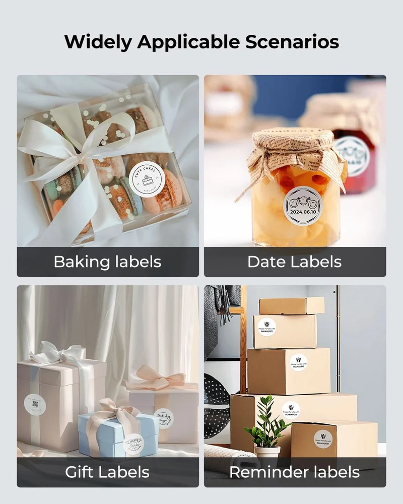 MUNBYN 2" Circle Thermal Label Bundles for Product, Logo and Multi-Purpose Stickers (750/Roll)
