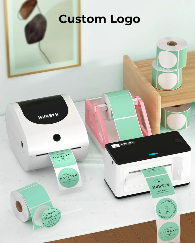 MUNBYN 2" Circle Thermal Label Bundles for Product, Logo and Multi-Purpose Stickers (750/Roll)