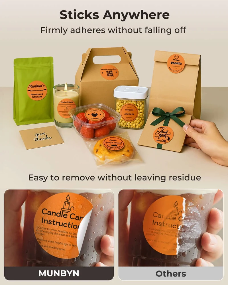 MUNBYN 2" Circle Thermal Label Bundles for Product, Logo and Multi-Purpose Stickers (750/Roll)