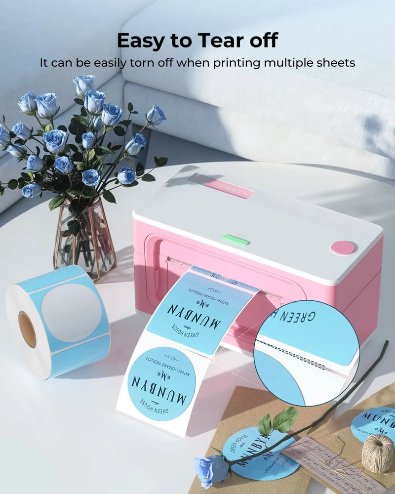 MUNBYN 2" Circle Thermal Label Bundles for Product, Logo and Multi-Purpose Stickers (750/Roll)