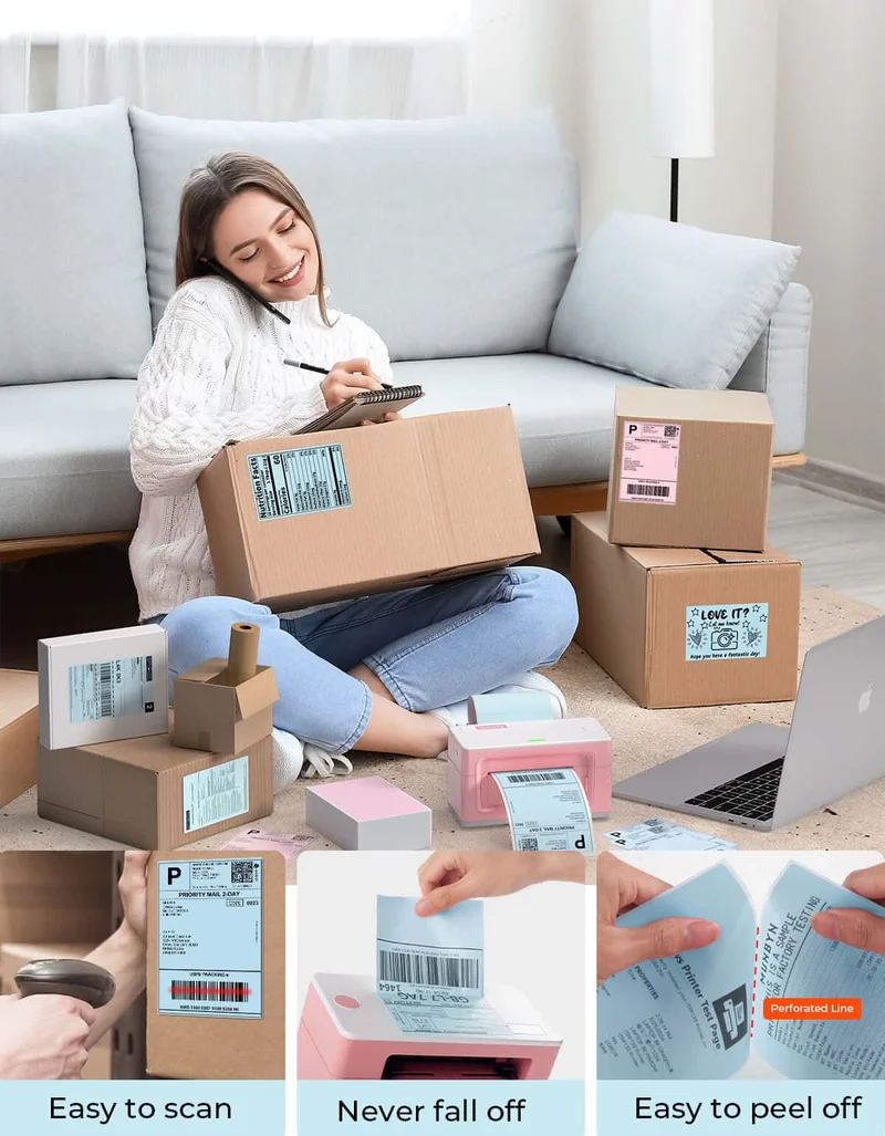 MUNBYN 4x6 Shipping Labels & 2" Round Thermal Labels Combo