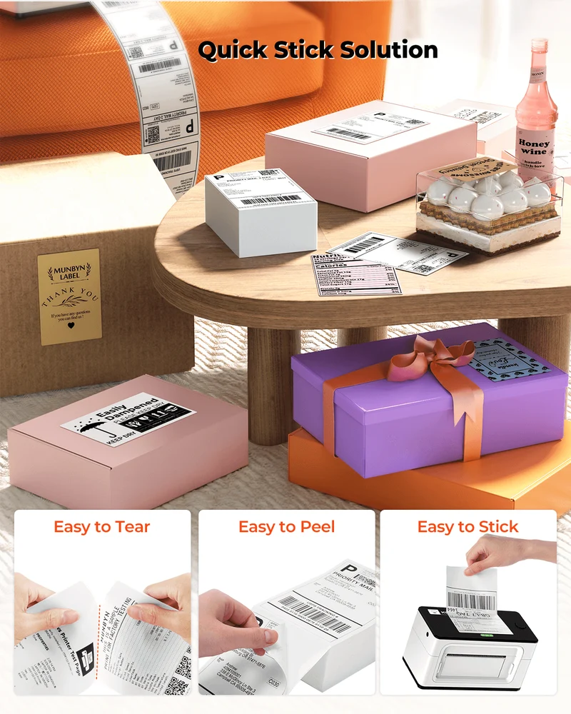 MUNBYN 4x6 Shipping Labels & 2" Round Thermal Labels Combo