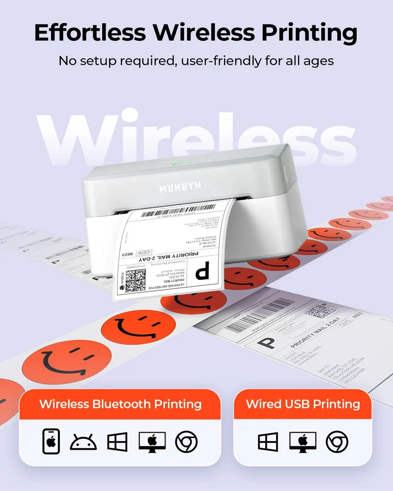 MUNBYN RealWriter 403B Bluetooth Printer & Morandi Labels TikTok Packaging & Branding Elegant Kit