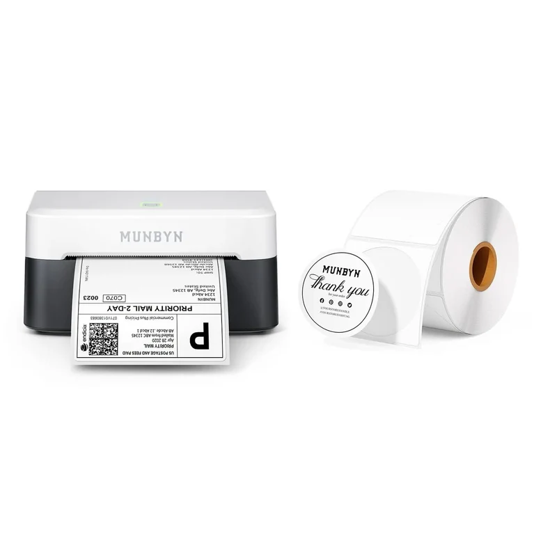 MUNBYN RW403B Bluetooth Thermal Label Printer Starter Bundle