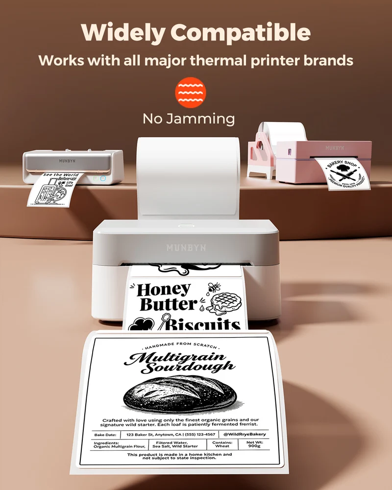 MUNBYN 4"x 4" Perforated Generic Thermal Labels for Small Business & Bakery