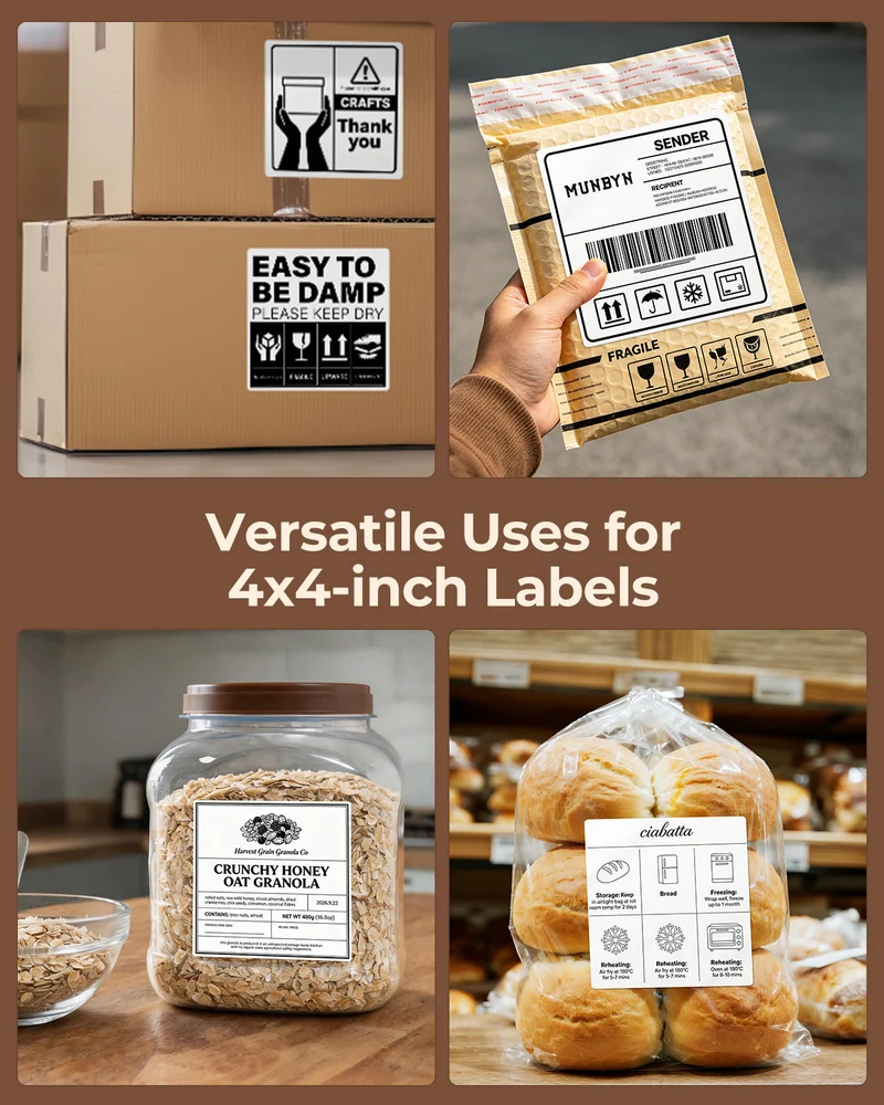 MUNBYN 4"x 4" Perforated Generic Thermal Labels for Small Business & Bakery