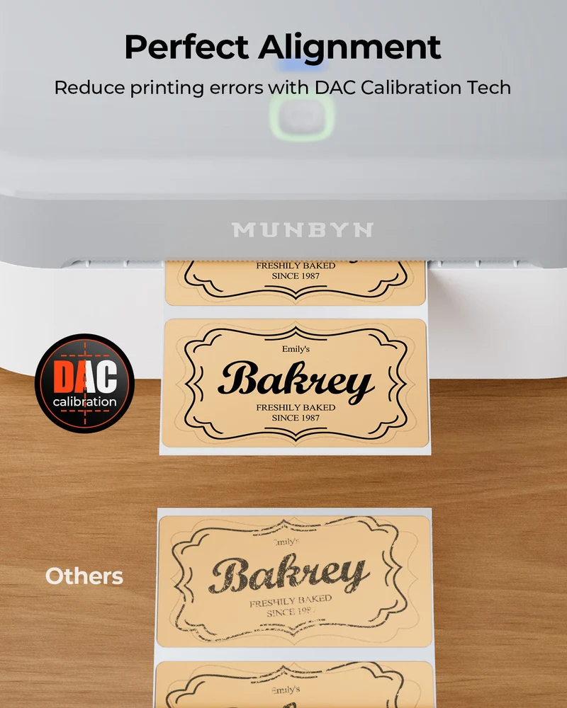 MUNBYN 403B Bluetooth Wireless Printer & Circle Sticker Labels Bakery Product Starter Kit