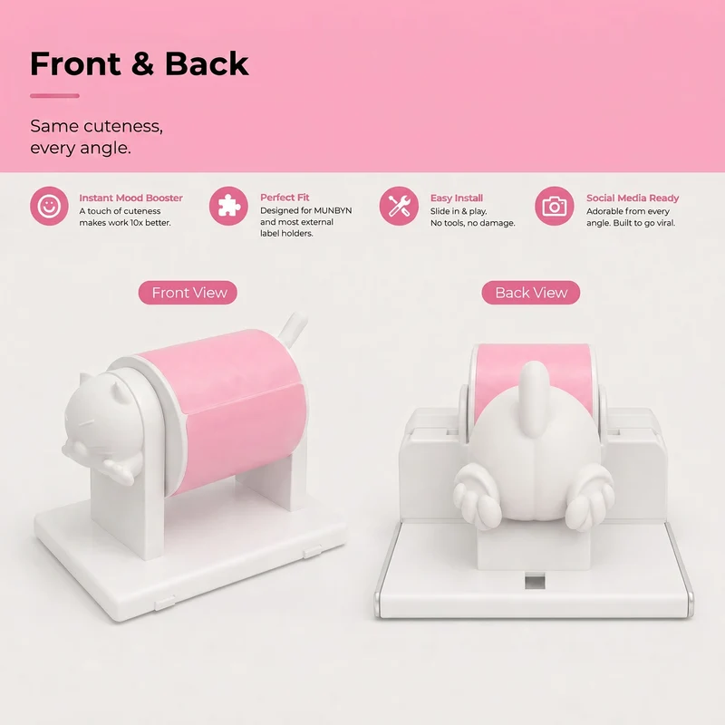 MUNBYN Cat Decor for RW405B Thermal Label Printer Roll Holder
