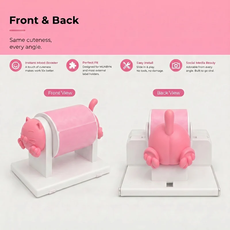 MUNBYN Cat Decor for RW405B Thermal Label Printer Roll Holder