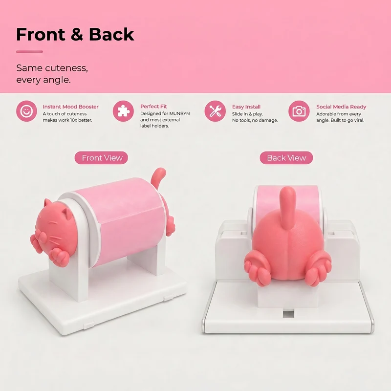 MUNBYN Cat Decor for RW405B Thermal Label Printer Roll Holder