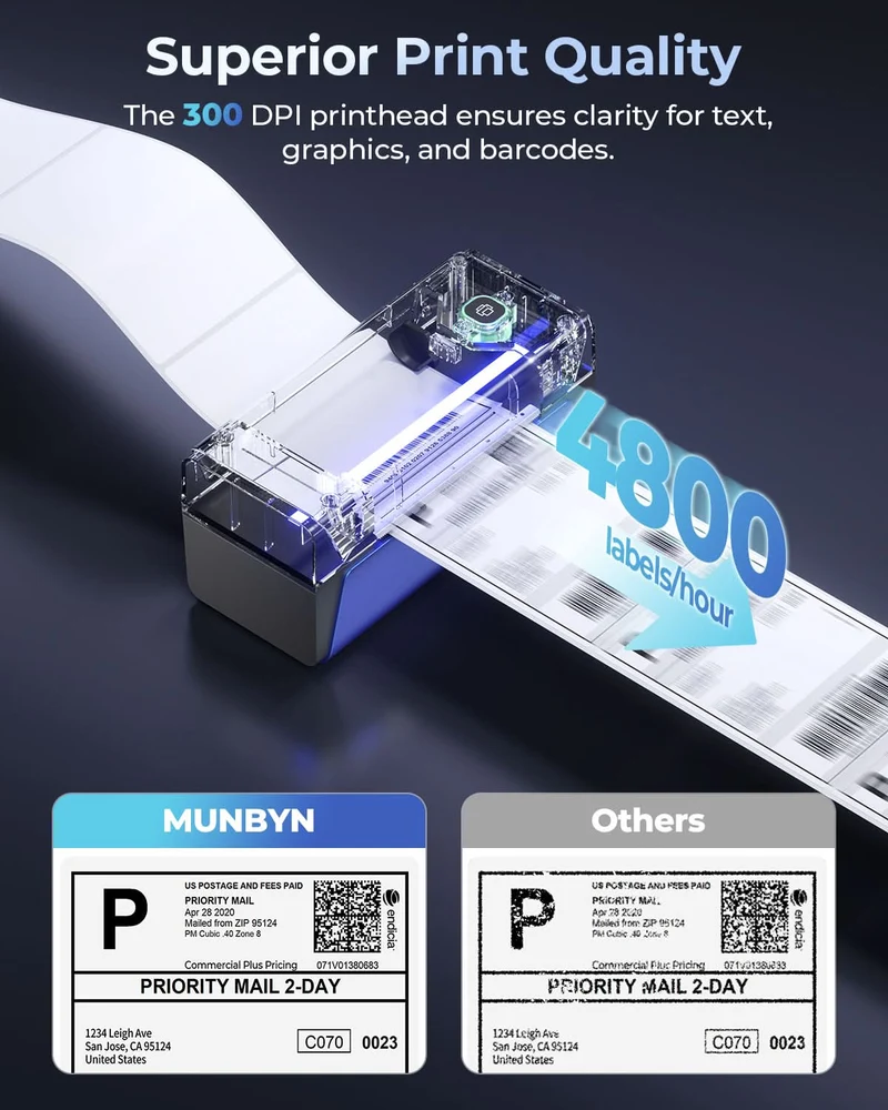 MUNBYN RW401AP 300DPI AirPrint Thermal Label Printer