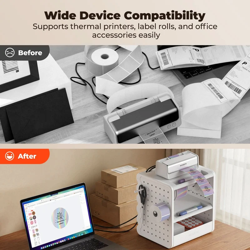 MUNBYN ILH03 5-in-1 Label Holder and Desk Organizer