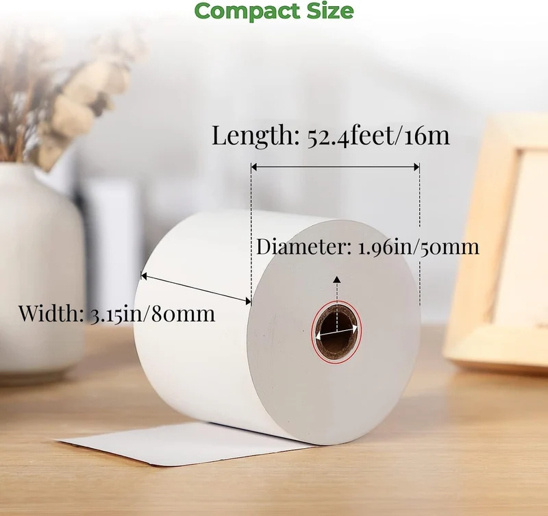 MUNBYN 80 × 50 mm Thermopapier für alle 80-mm-Thermodrucker (10 Stück)