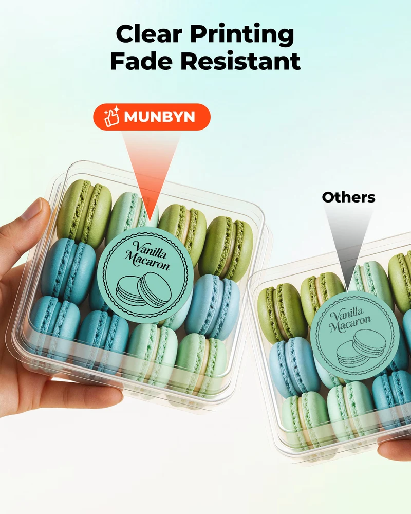 MUNBYN 2" Macaron Runde Thermoetiketten Mischpackung für Produkt- und Verpackungsaufkleber