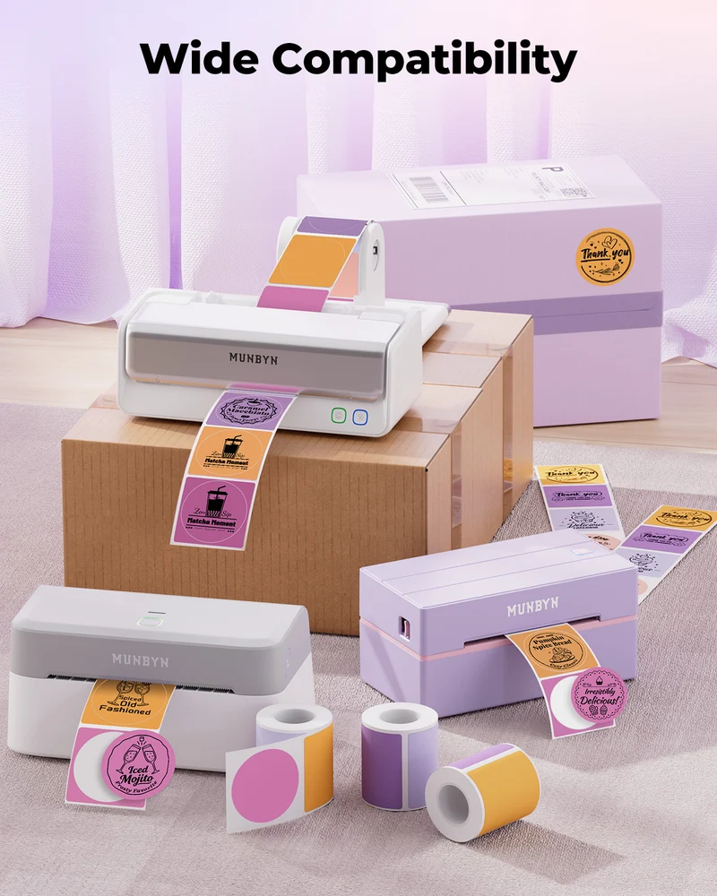 MUNBYN 2" Macaron Runde Thermoetiketten Mischpackung für Produkt- und Verpackungsaufkleber