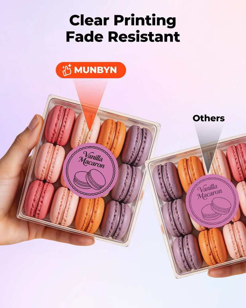 MUNBYN 2" Macaron Runde Thermoetiketten Mischpackung für Produkt- und Verpackungsaufkleber