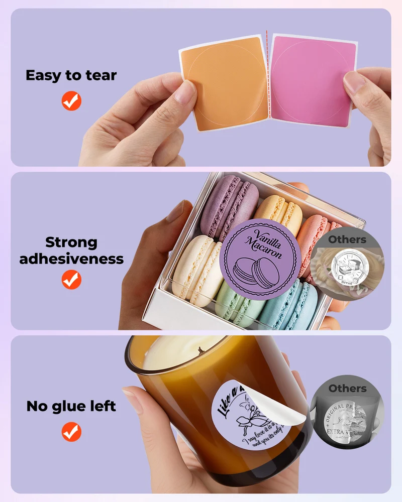 MUNBYN 2" Macaron Runde Thermoetiketten Mischpackung für Produkt- und Verpackungsaufkleber