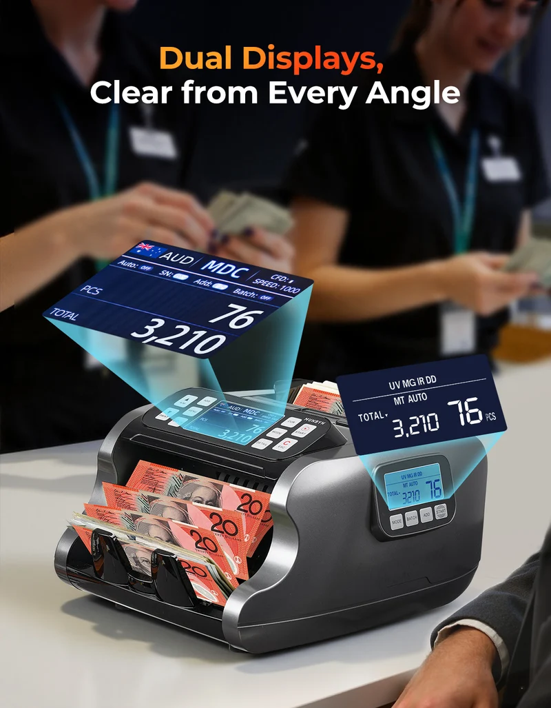 MUNBYN IMC22 Mixed Denomination Money Counter with Dual Display