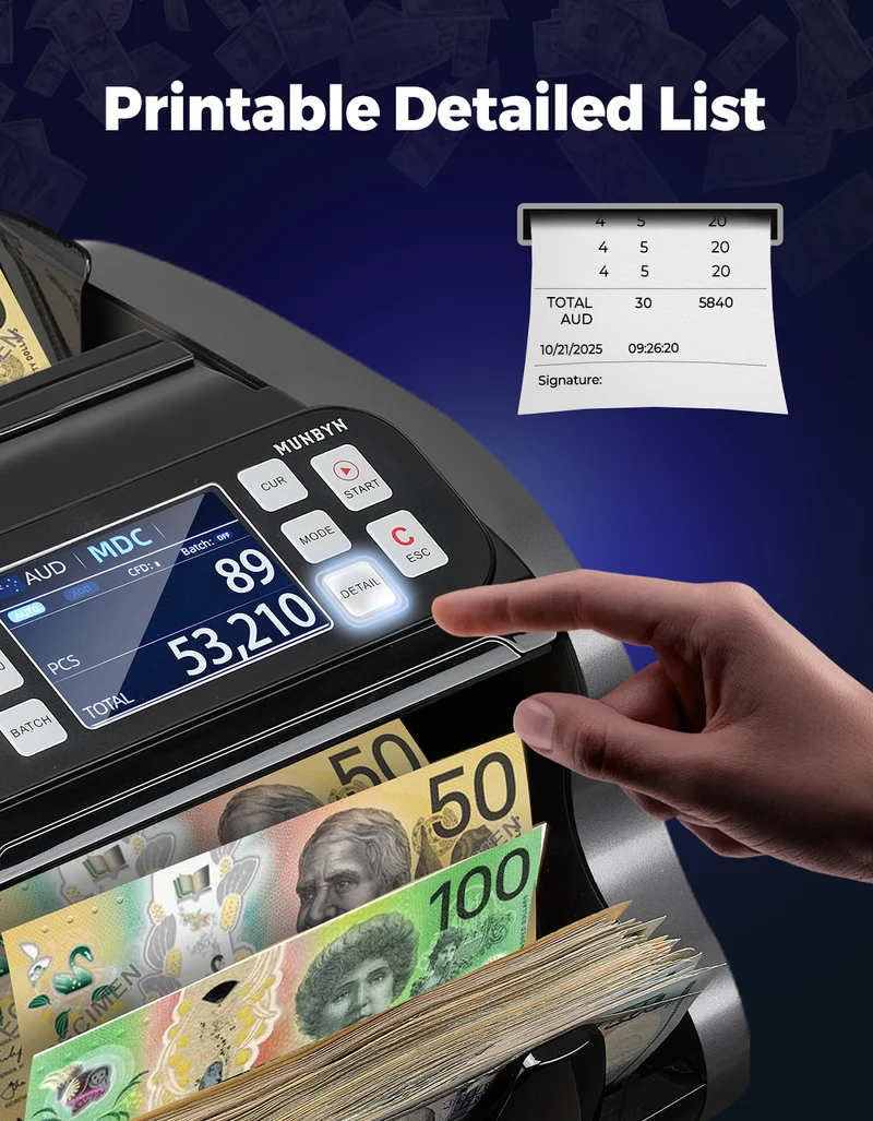 MUNBYN IMC22 Mixed Denomination Money Counter with Dual Display