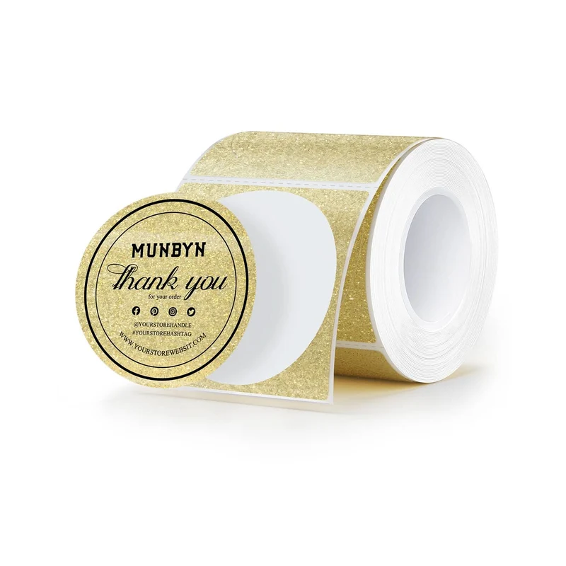 MUNBYN 2" Glitter Round Thermal Labels Multi-Pack (100/Roll)