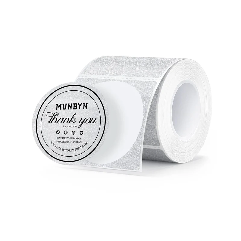 MUNBYN 2" Glitter Round Thermal Labels Multi-Pack (100/Roll)