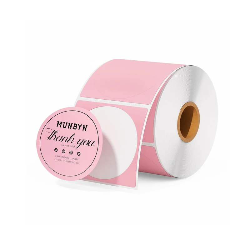 MUNBYN 2" Circle Thermal Label Bundles for Product, Logo and Multi-Purpose Stickers (750/Roll)