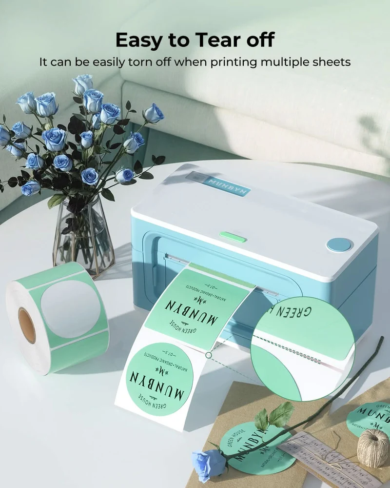 MUNBYN 2" Circle Thermal Label Bundles for Product, Logo and Multi-Purpose Stickers (750/Roll)