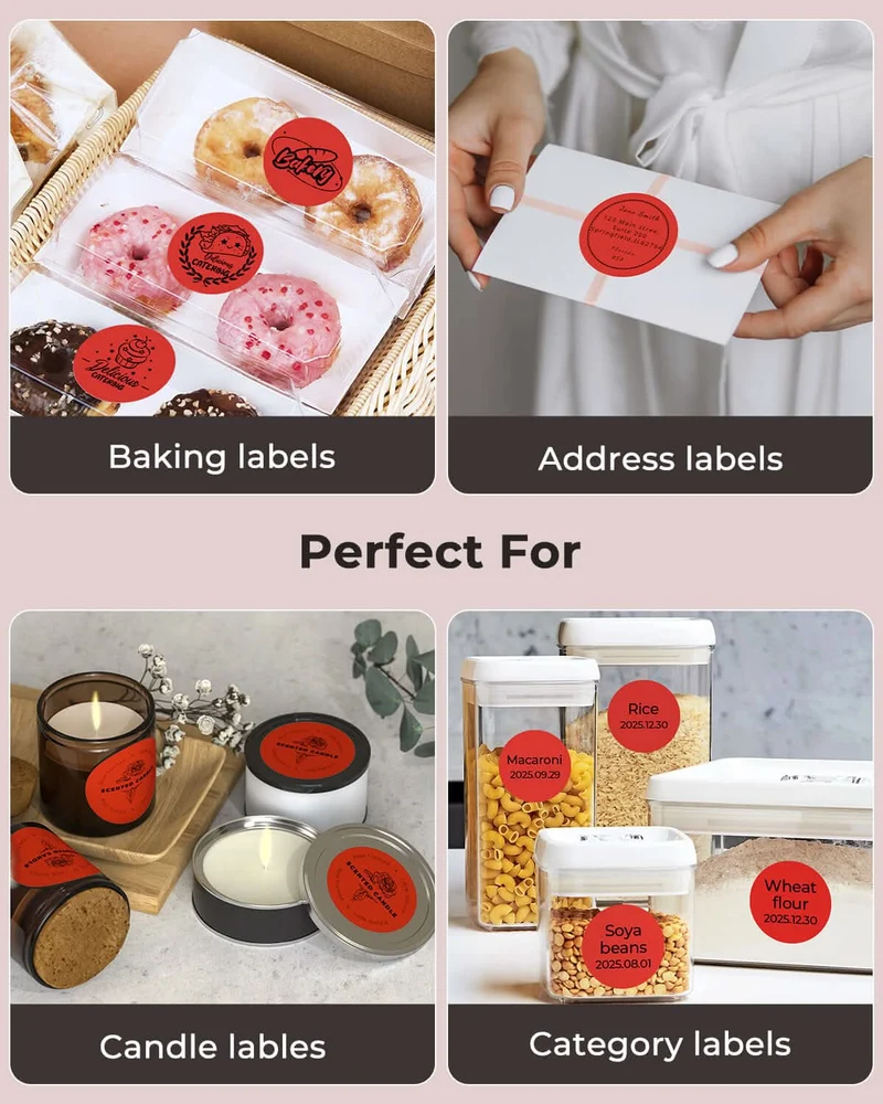 MUNBYN 2" Circle Thermal Label Bundles for Product, Logo and Multi-Purpose Stickers (750/Roll)