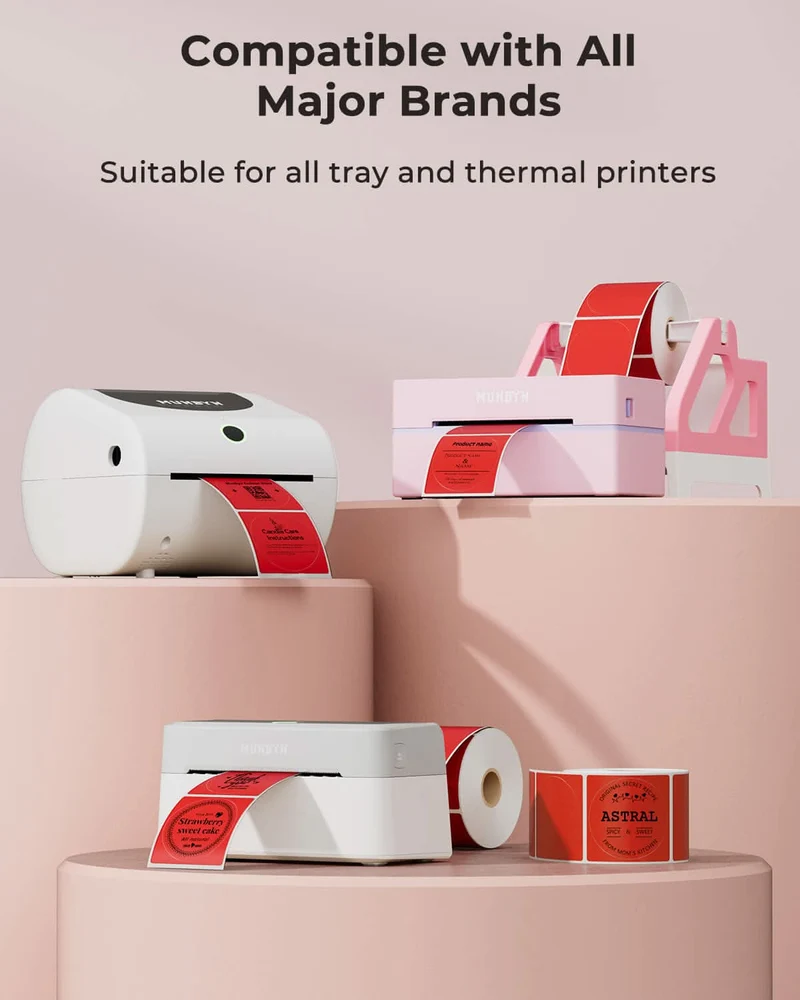 MUNBYN 2" Circle Thermal Label Bundles for Product, Logo and Multi-Purpose Stickers (750/Roll)