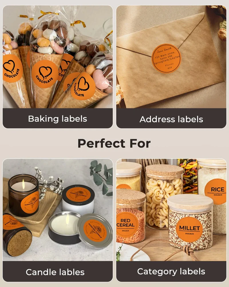 MUNBYN 2" Circle Thermal Label Bundles for Product, Logo and Multi-Purpose Stickers (750/Roll)