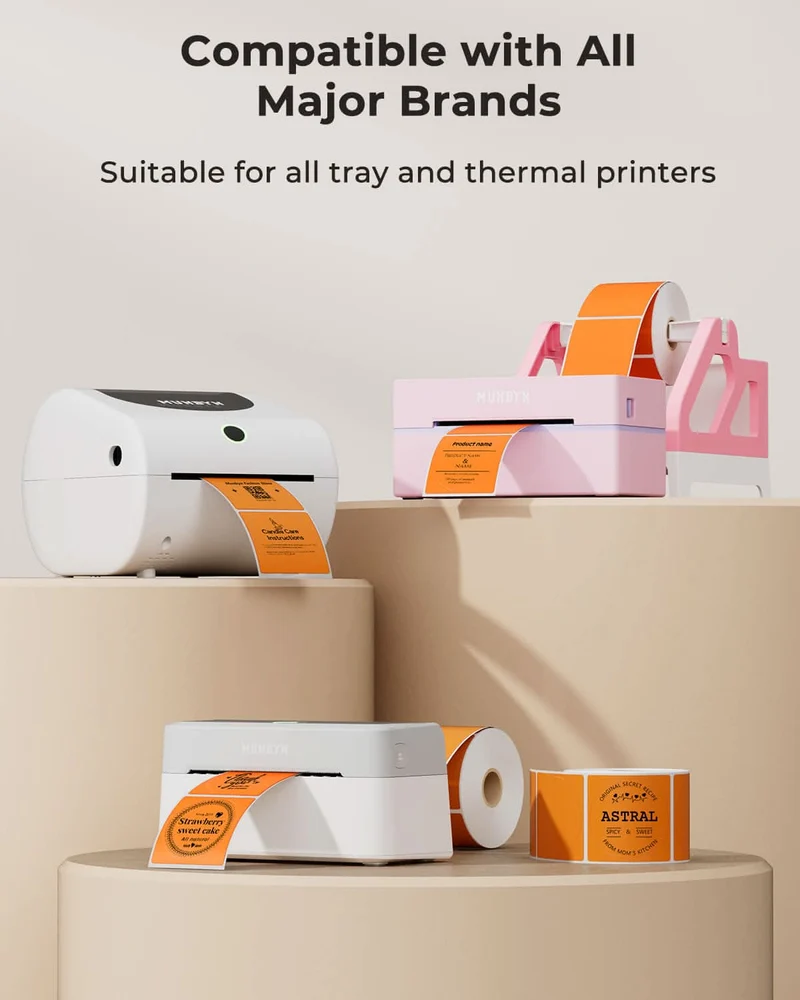 MUNBYN 2" Circle Thermal Label Bundles for Product, Logo and Multi-Purpose Stickers (750/Roll)