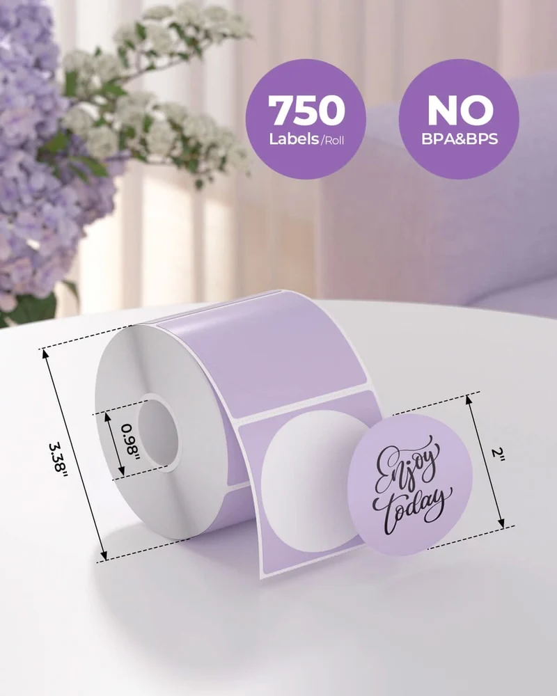 MUNBYN 2" Circle Thermal Label Bundles for Product, Logo and Multi-Purpose Stickers (750/Roll)