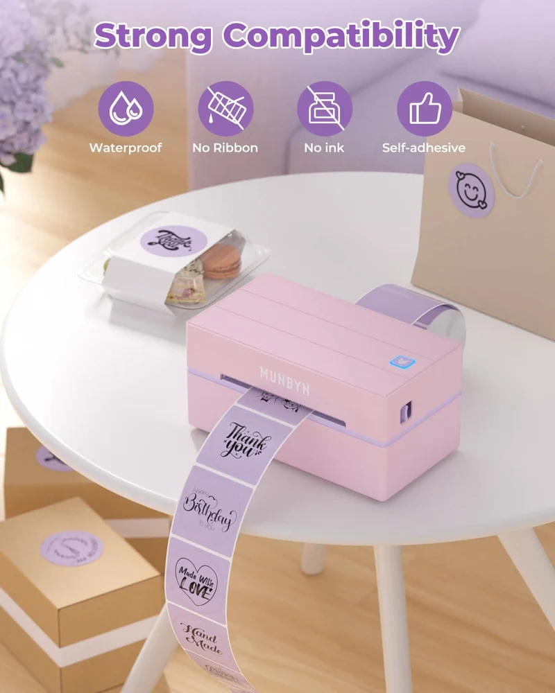 MUNBYN 2" Circle Thermal Label Bundles for Product, Logo and Multi-Purpose Stickers (750/Roll)