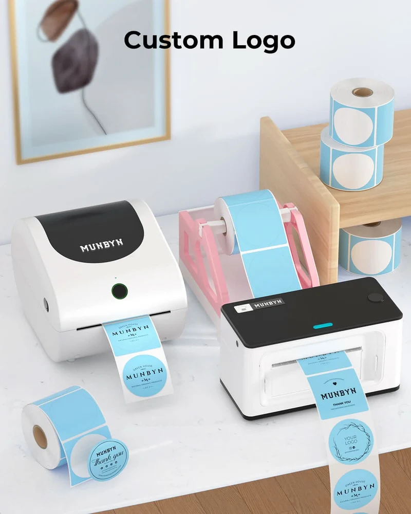 MUNBYN 2" Circle Thermal Label Bundles for Product, Logo and Multi-Purpose Stickers (750/Roll)