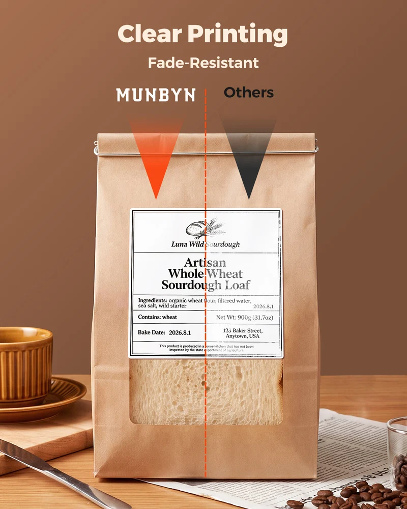 MUNBYN 4"x 4" Perforated Generic Thermal Labels for Small Business & Bakery