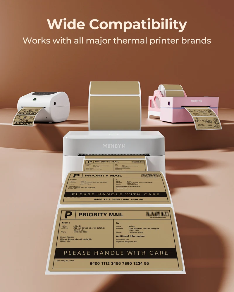 MUNBYN 4" x 3" Rectangle Thermal Labels for Mailing and Barcode Labels
