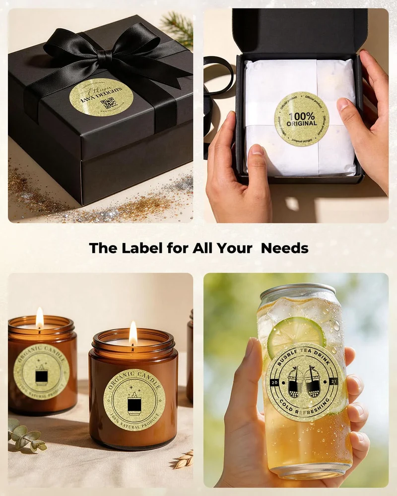 MUNBYN 2" Glitter Thermal Labels for Branding Stickers
