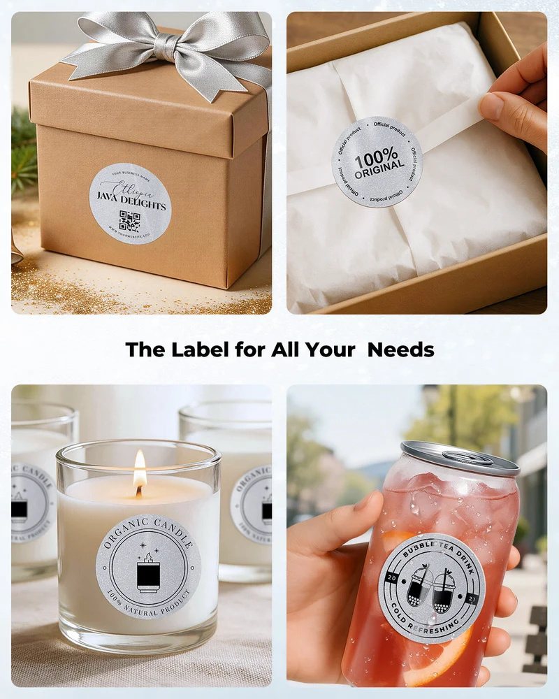 MUNBYN 2" Glitter Thermal Labels for Branding Stickers